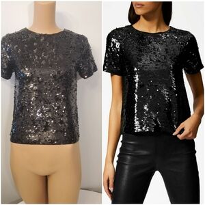 Michael Kors Black Sequin Top XXS